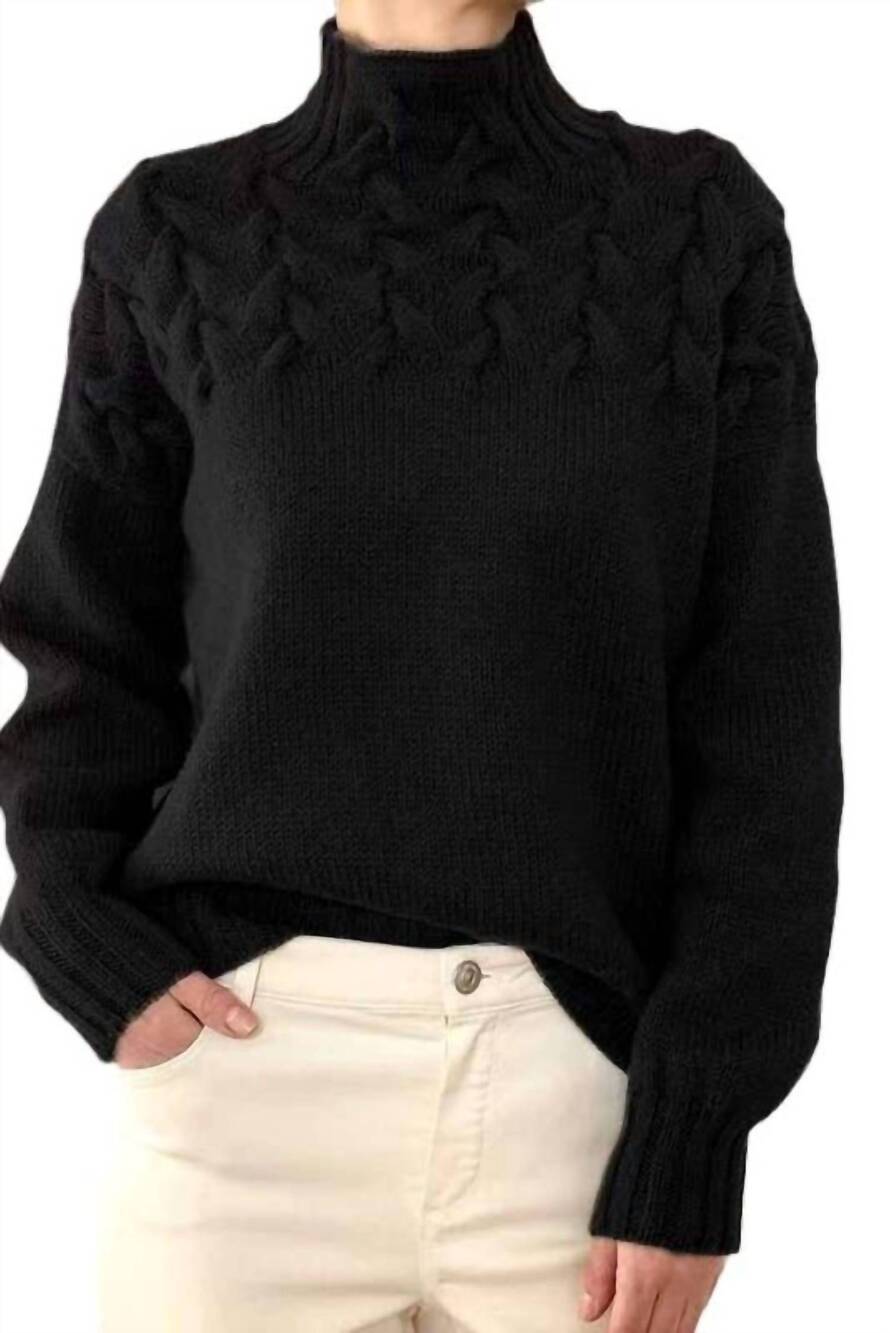 NEW MISS SPARKLING mock neck knit sweater in black